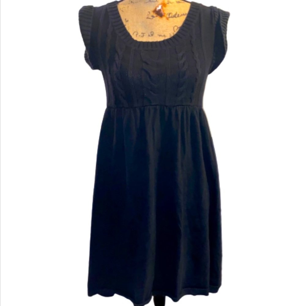 Rubbish Women’s Medium Vintage Black Mini Cable Knit Sweater Dress